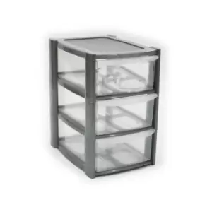 image of TML 3 Drawer Tower 30 x 26 x 19cm - Silver