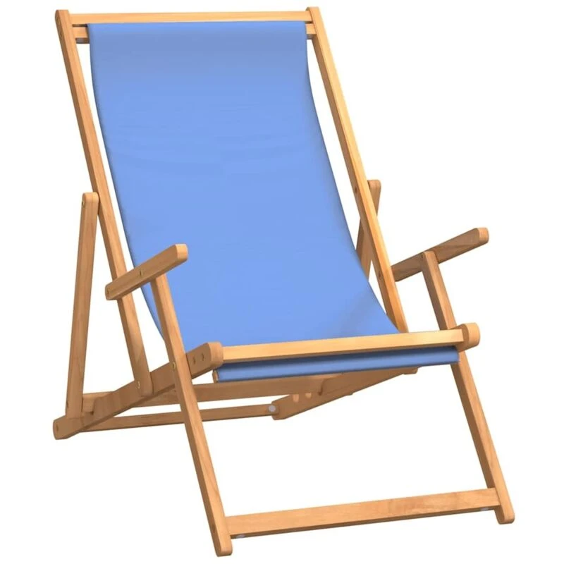 Image of VIDAXL Folding Beach Chair Solid Wood Teak Blue Vidaxl 8720286766705