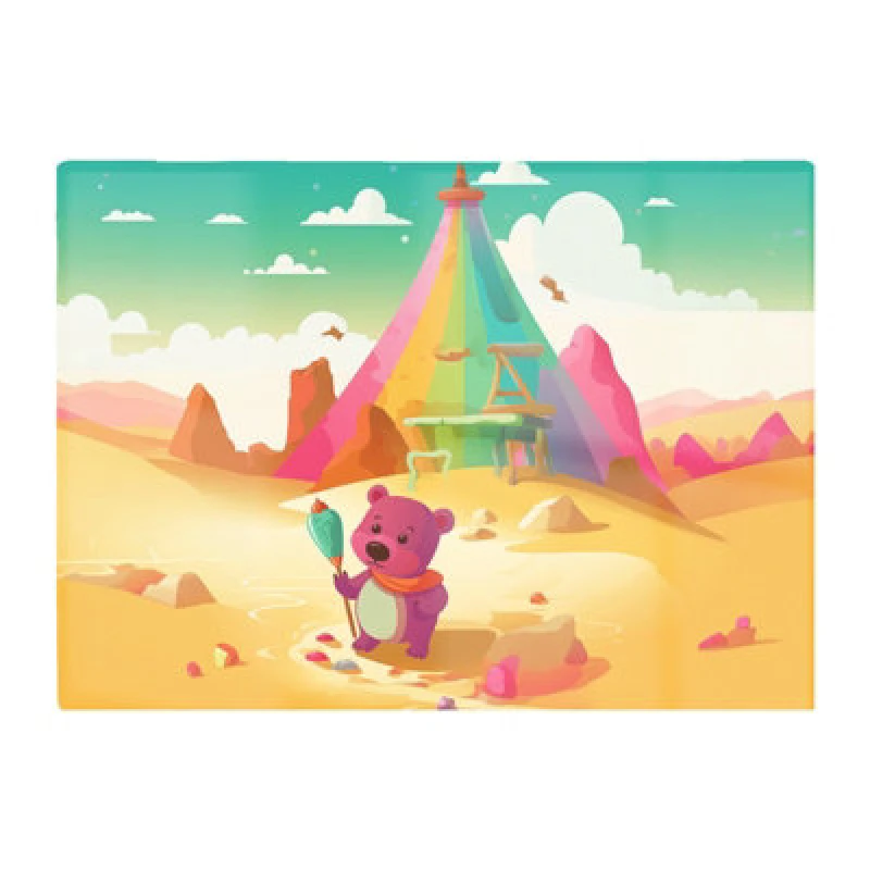 Image of Warren Reed Designer Purple Bear On A Beach Holiday Glass Chopping Board
