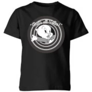 Image of Looney Tunes That's All Folks Porky Pig Kids T-Shirt - Black - 11-12 Years