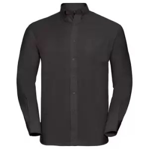 Image of Russell Collection Mens Long Sleeve Easy Care Oxford Shirt (15.5inch) (Black)