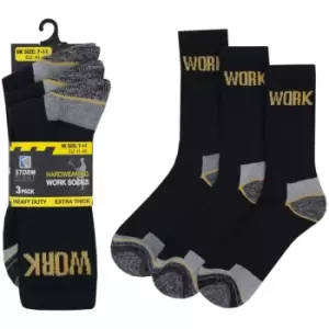 image of Storm Ridge Mens Hardworking Work Socks (3 Pairs) (7-11 UK) (Black) - Black