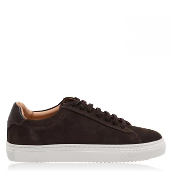 Image of Reiss Finley Low Top Trainers - Choco Suede