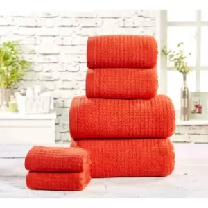 image of Rapport Home Furnishings Waffle Towel Bale 100% Cotton - 6 Piece - Chilli