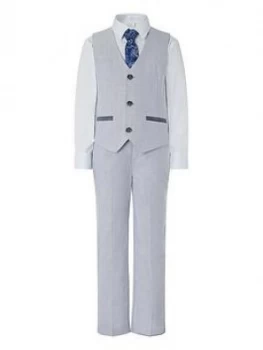 Image of Boys, Monsoon Grayson Oxford 4Pc Wct Set, Grey, Size Age: 10 Years