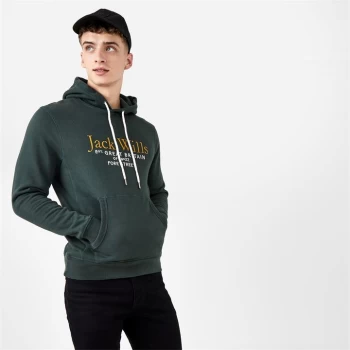 image of Jack Wills Batsford Graphic Logo Hoodie - Dark Green