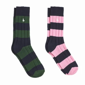 image of Jack Wills Sunbury Multipack Socks 2 Pack - Pink Navy