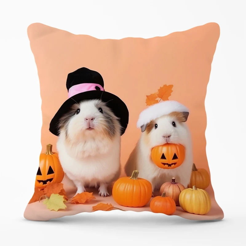Image of Warren Reed - Designer Trick Or Treating Guinea Pigs Cushions Size: 60cm x 60cm Multicolor Unisex 60cm x 60 cm