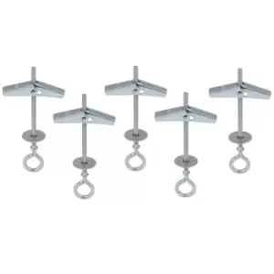 Image of Moderix - Plasterboard Spring Toggle Fixings With Screws Hollow Cavity Anchors Eye Hook - Size M4 x 75mm - Pack of 30
