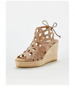 image of KANNA Ines20 Esapdrille Platform Wedge Sandal - Beige, Size 3=36, Women