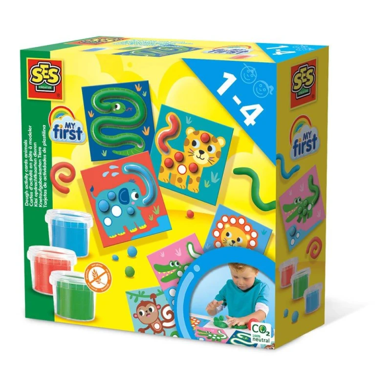 Image of SES Creative My First Modelling Dough Activity Cards Animals Multi unisex
