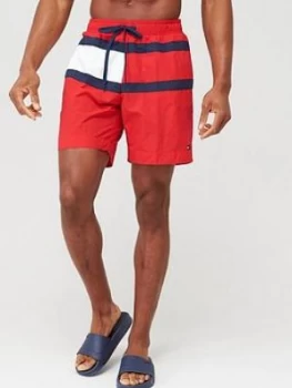 Image of Tommy Hilfiger Longer Length Swimshort - Red, Size 2XL, Men