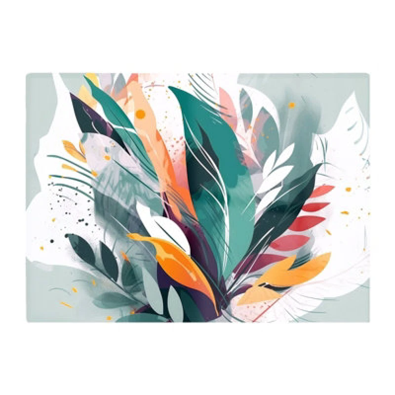 Image of Warren Reed Designer Coloured Abstrace Feather Leaves Glass Chopping Board