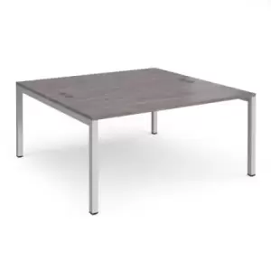 image of Connex back to back desks 1600mm x 1600mm - silver frame and grey oak top