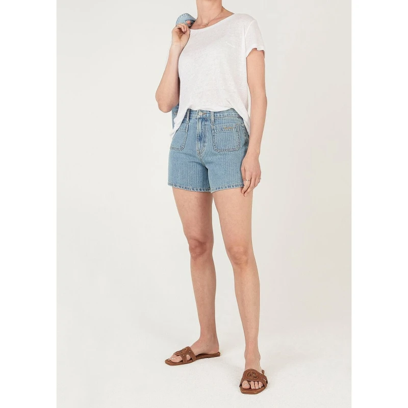 Image of Pepe Jeans Striped Denim Shorts Vintage Stripe Denim W26 L32