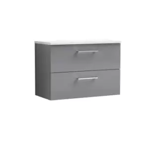 image of Nuie Arno 800mm Wall Hung 2 Drawer Vanity & Sparkling White Laminate Top Cloud Grey