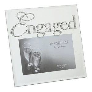 Image of 6" x 4" - Mirrored Glass Photo Frame - Engaged