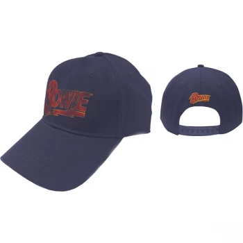 Image of David Bowie - Flash Logo Mens Baseball Cap - Navy Blue