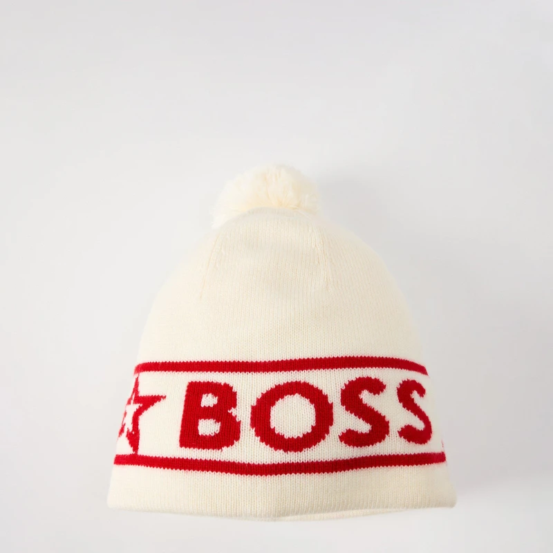 Image of Boss Mens Beanie Hat White male Mens
