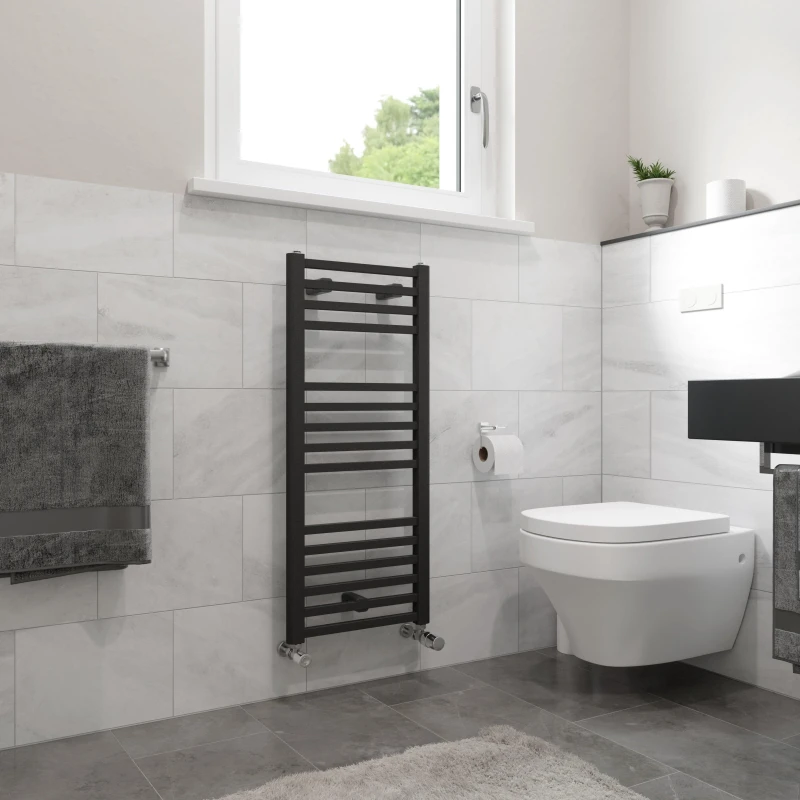 Image of Agadon Willow Designer Towel Radiator in Dark Grey Size: 922mm x 400mm Dark Grey Unisex 922mm x 400mm