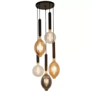 image of Searchlight Dulwich 5 Light Mu Lighti Drop Ceiling Pendant, Black