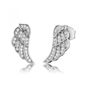 Image of Angel Whisperer Silver Angel Wing Stud Earrings ERE-LILWING-ZI-ST