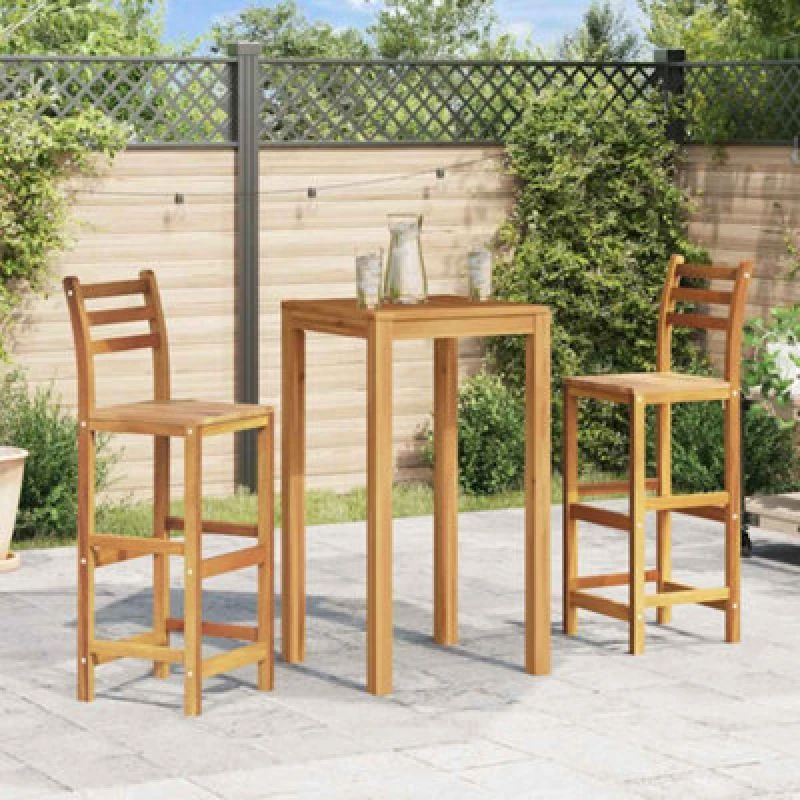 Image of vidaXL 2x Solid Acacia Wood Bar Chairs 42x36x110cm Kitchen Dining Room Seat