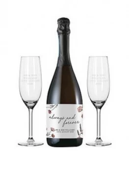 image of Personalised Always & Forever Prosecco Set In Silk Lined Box