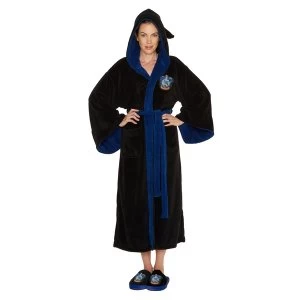 image of Ravenclaw Harry Potter Ladies Black Fleece Robe with Hood