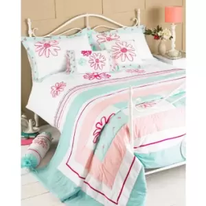 image of Riva Home - Harriet Bedspread (240x260cm) (Duck Egg/Pink) - Duck Egg/Pink