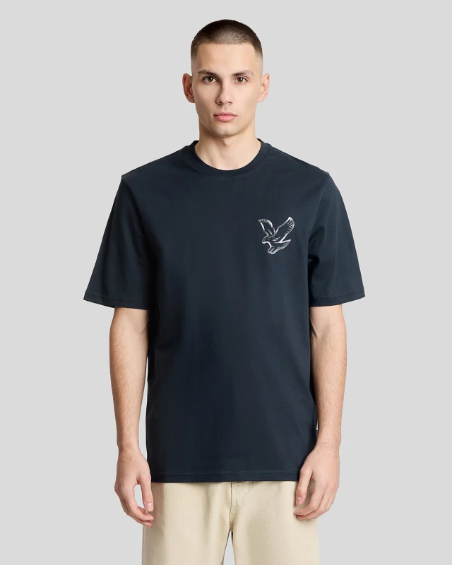 Image of Lyle & Scott T-Shirt Lyle & Scott Chrome Eagle Graphic Bleu Male L