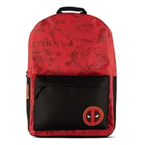 Image of MARVEL COMICS Deadpool Logo with Graffiti All-over Print Backpack, Unisex, Red/Black (BP241074DED)