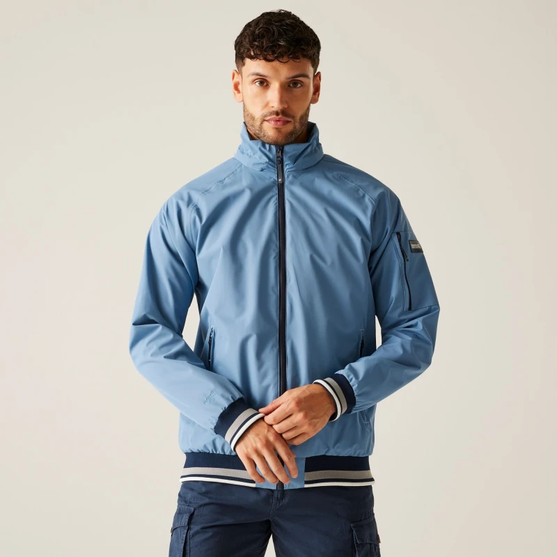 Image of Regatta Regatta Men Shorebay Waterproof Shell in Mid Blue Size: Small Mid Blue S Male 5063516010609