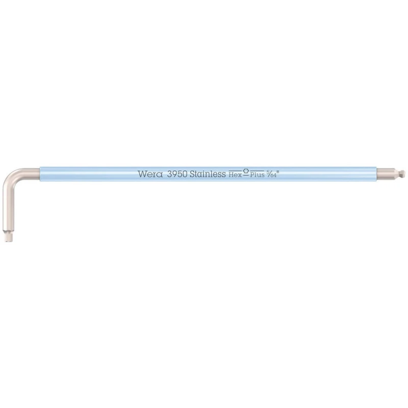 Image of Wera 3950 SPKL Stainless Steel Multicolour Hex Key Imperial 5022850001 Size: 5/64"