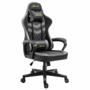 image of Alma Faux Leather Gaming Chair with Lumbar Support, Black/Grey