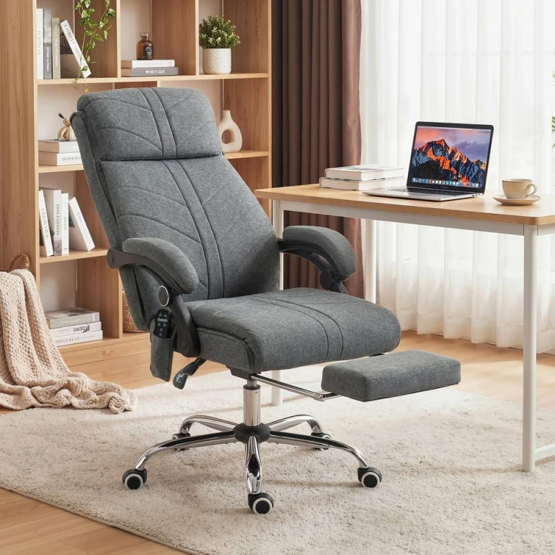 Image of VINSETTO Vibration Massage Office Chair with Heat, Footrest in Grey Grey Unisex