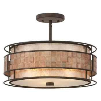 Image of Laguna - 3 Light Semi Flush Ceiling Light Renaissance Copper, E27 - Elstead