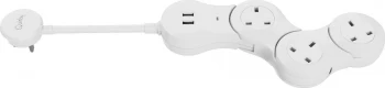 Image of Quirky Pivot Power Desktop Junior Flexible 3-Socket Extension Lead - 1.2m