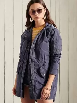 image of Superdry Military Parka Coat - Blue Size 12, Women