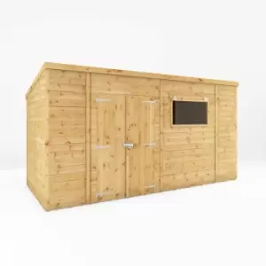Image of WALTONS EST. 1878 Premium Outdoor 14ft x 6ft Shiplap Pent Roof Garden Shed - Brown