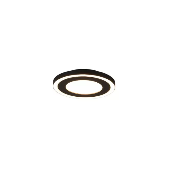 Image of Carus Modern 20cm Round LED Semi Flush Light Black Matt 3000K