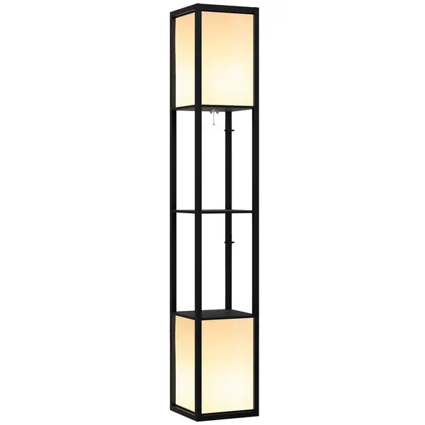 Image of Floor Lamp with Shelves and Dual Light Standing Lamp for Living Room