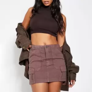 I Saw It First Cargo Denim Skirt - Brown