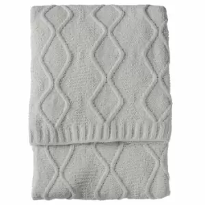 Crossland Grove Chenille Knit Cable Throw Melange Grey 1300x1700mm