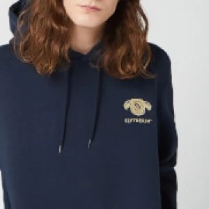 image of Harry Potter Slytherin Unisex Embroidered Hoodie - Navy - L