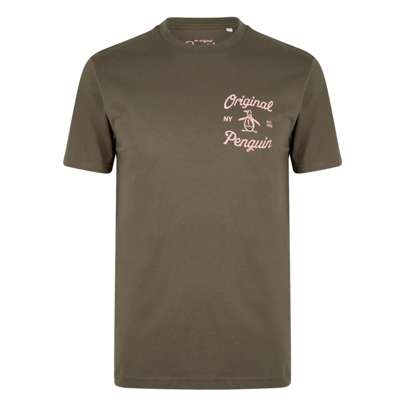 Image of Original Penguin Retro Logo T Shirt - Green Green S