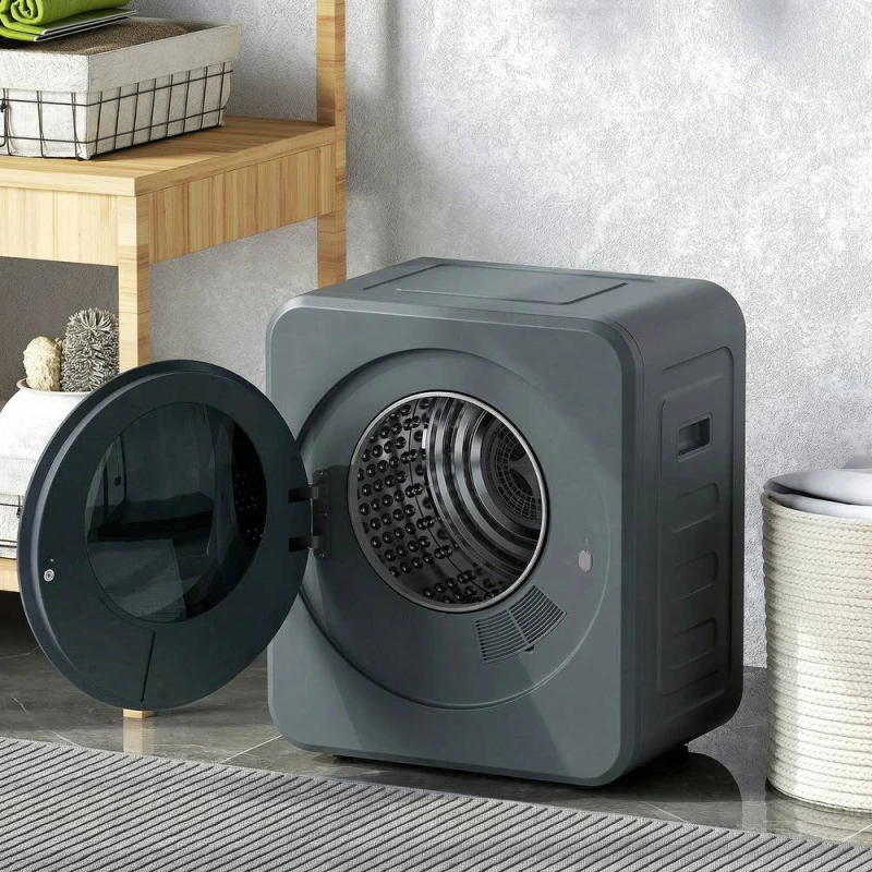 Image of HOMCOM 800W Compact Dryer Machine, 4 kg Small Vented Tumble Dryer in Grey Grey Unisex