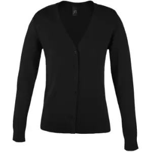 Image of SOLS Womens/Ladies Golden V Neck Cardigan (L) (Black)