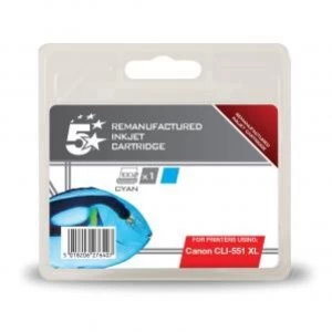 Image of 5 Star Office Supplies Canon CLI 551XLC Cyan Yield 700 Pages High
