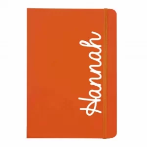 Image of Personalised White Name Orange Notebook, Orange